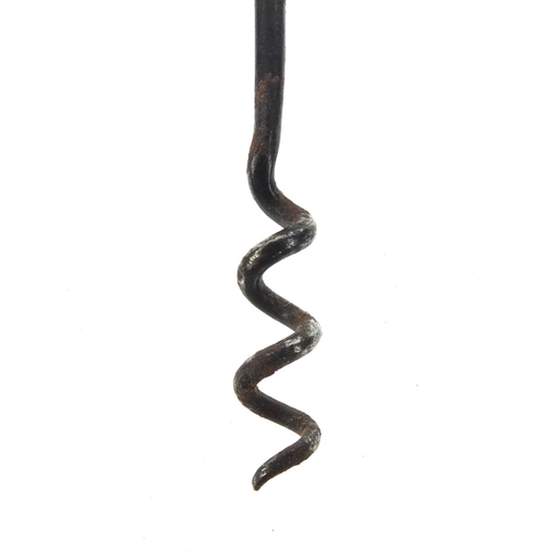 67 - 19th Century silver travelling barrel corkscrew, stamped SB, 6cm high when closed