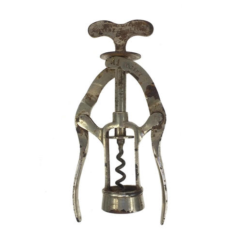 22 - Heeley's double lever patent A1 corkscrew, Underwood Haymarket, London, 17cm high when closed