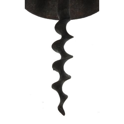 36 - 19th century two pillar steel corkscrew, 18cm when closed ,