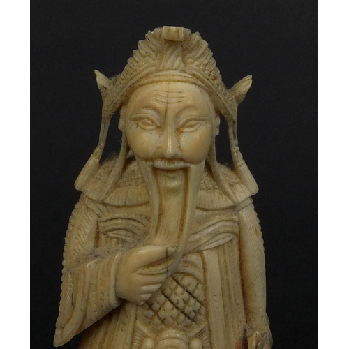 791 - Two Chinese Cantonese carved ivory figures one of an emperor and one of an empress, the tallest 10.5... 