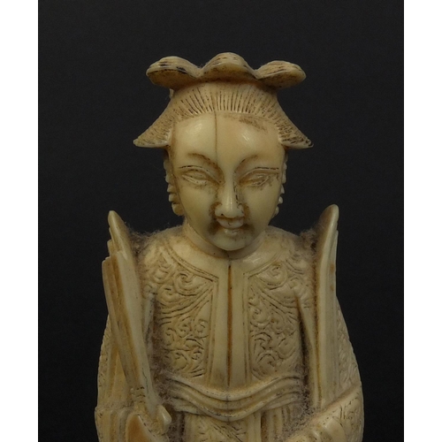 791 - Two Chinese Cantonese carved ivory figures one of an emperor and one of an empress, the tallest 10.5... 