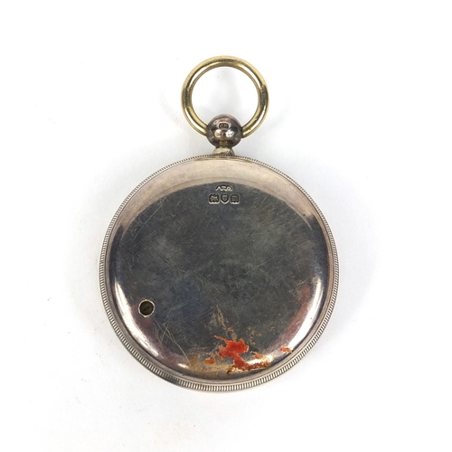 203 - Edwardian J Hicks of London silver cased compensated pocket barometer with silvered dial, No.8545 to... 