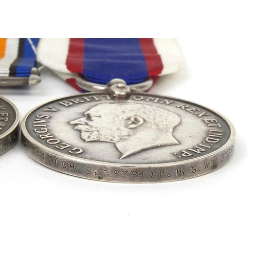 560 - British Military interest World War I medal group comprising 1940-18 war medal and the Naval service... 