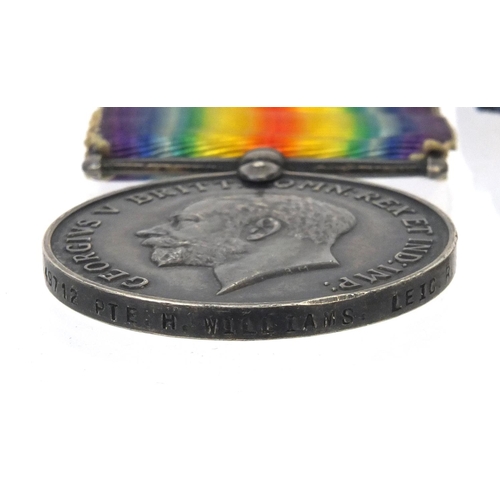 563 - British Military interest World War I Victory and 1914-18 war medal awarded to 49712PTE.H.WILLIAMS.L... 