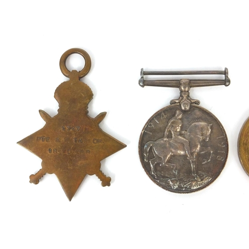 558 - British Military interest World War I trio comprising Victory medal, war medal, 1914-15 Star, awarde... 
