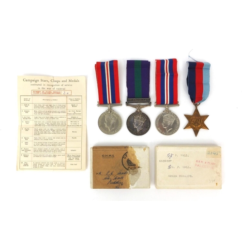 579 - British Military medals comprising a George VI General Service medal with Palestine bar and original... 