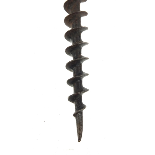 54 - 19th century steel straight pull corkscrew with bone handle, 17cm