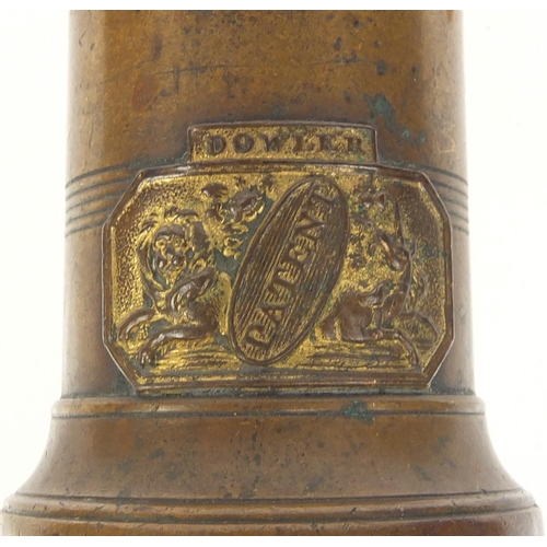 5 - 19th century Dowler patent brass corkscrew with bone handle and bone ratchet sidearm , 20cm when clo... 
