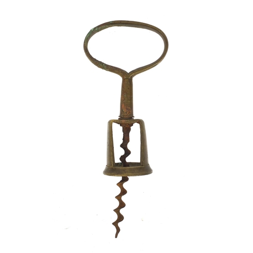 52 - Brass self pull corkscrew, 16cm