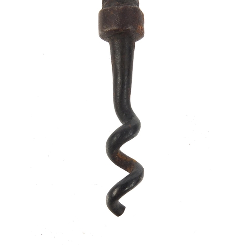 57 - 19th century steel direct pull corkscrew with rosewood handle, 17cm