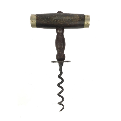 58 - 19th Century ebony handled corkscrew with silver plated ends, 14cms