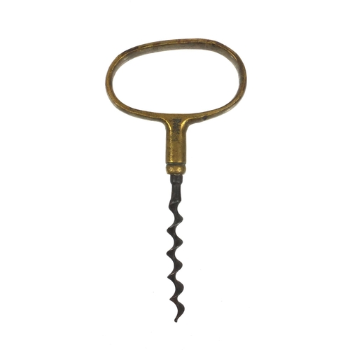 66 - Brass handled direct pull corkscrew, A & Co London, 15cms