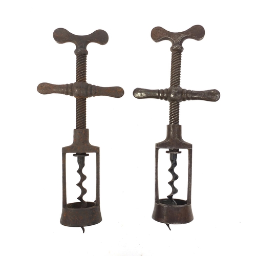 41 - Two 'The Victor' steel two pillar corkscrews, both 18cm when closed