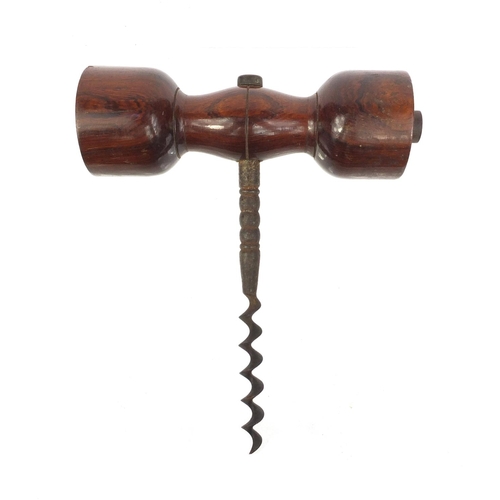 64 - 19th Century direct pull corkscrew with rosewood handle, 16cm