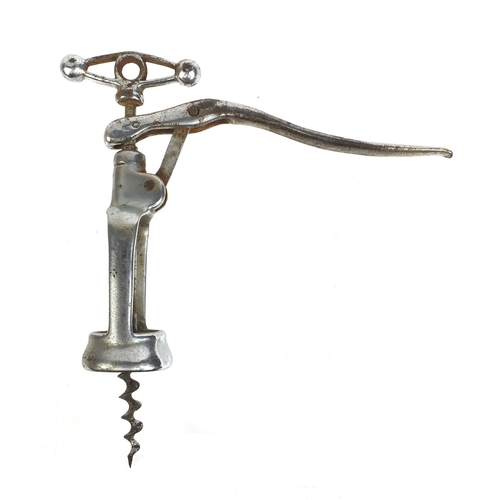 16 - French Le Pesto chrome plated mechanical action corkscrew, 17cm when closed