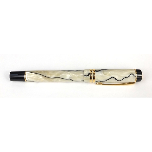 300 - Boxed Parker duofold Staff limited edition marbleised fountain pen with 18k gold nib, given to the w... 