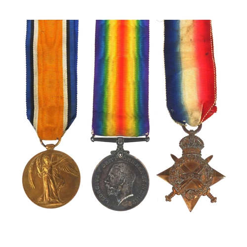 561 - British Military interest World War I trio comprising Victory medal, 1914-18 War medal and 1914-15 S... 