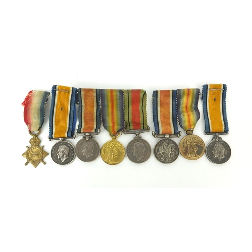 585 - Group of British Military interest World War I dress medals comprising Victory medal, 1914-18 War me... 