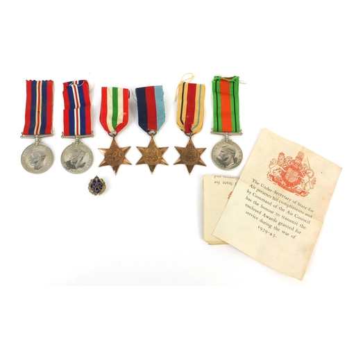 576 - Group of British Military interest World War II medals including The Defence medal, The Africa Star,... 