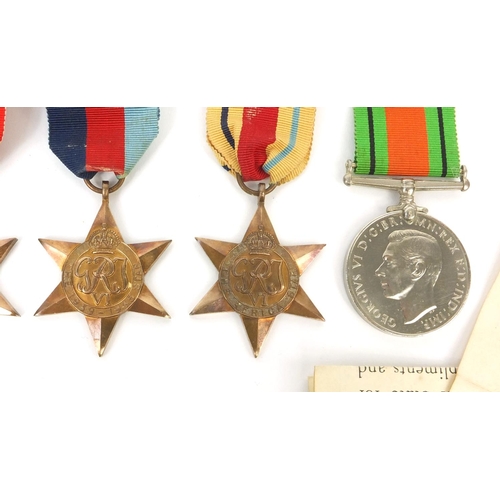 576 - Group of British Military interest World War II medals including The Defence medal, The Africa Star,... 