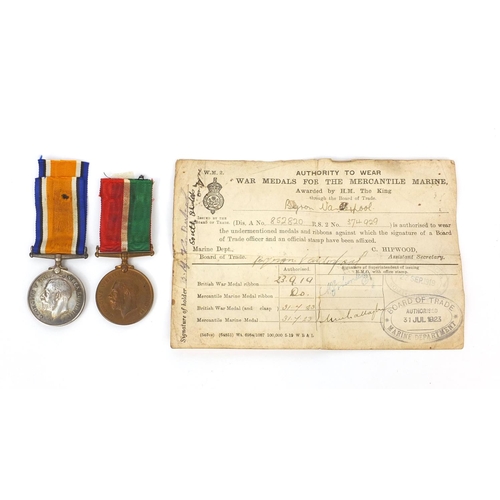 573 - British Military interest World War I 1914-18 War medal and 1914-18 Mercantile Marine medal, awarded... 