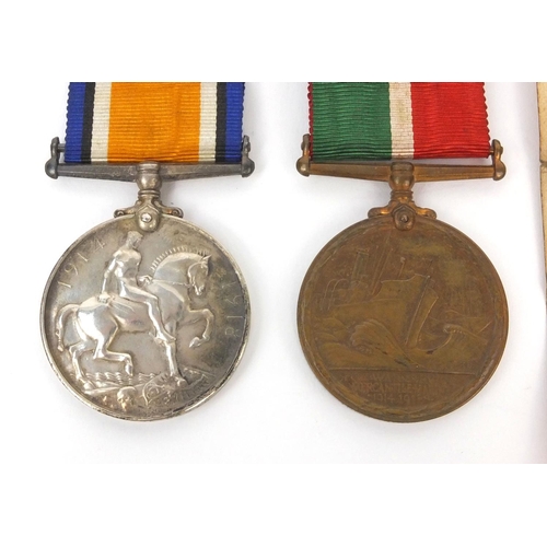 573 - British Military interest World War I 1914-18 War medal and 1914-18 Mercantile Marine medal, awarded... 