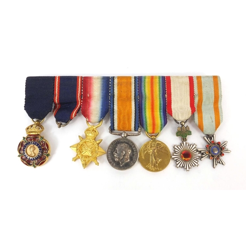 581 - Military interest dress medal group including World War I Victory medal, 1914-18 War medal and 1914-... 