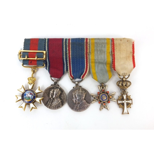 583 - British Military interest dress medal group including 1937 commemorative medal and 1910-1935, etc