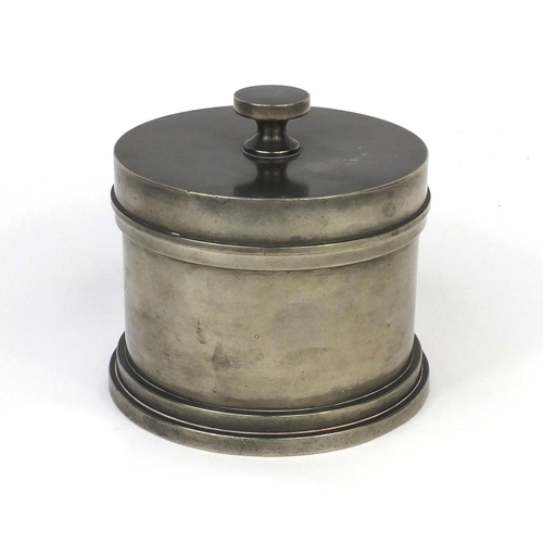 330 - Circular Dunhill pewter tobacco jar and cover, factory marks to the base, 11cm high
