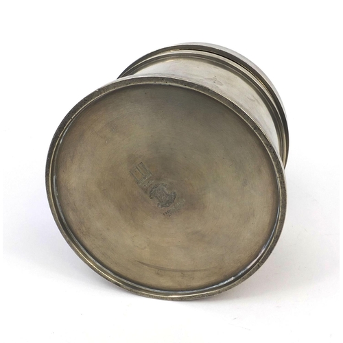 330 - Circular Dunhill pewter tobacco jar and cover, factory marks to the base, 11cm high