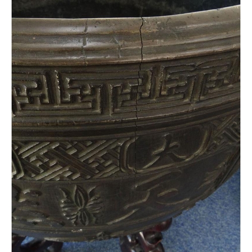 825 - Large bronze Chinese Buddhist temple incense jardinière from the Da Jiu Hau Shan An Huai Province Ch... 