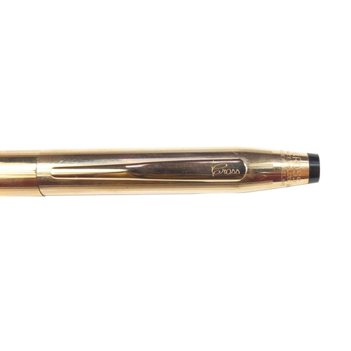 318 - Boxed cross 14kt rolled gold fountain pen and ball point pen with accessories, together with a boxed... 