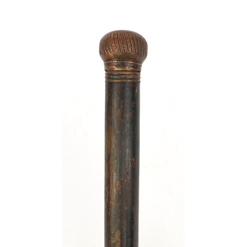 297 - Vintage wooden walking cane with concealed sake bottle, 85cm long