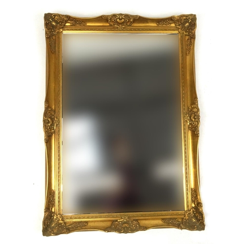 2026 - Rectangular bevel edged gilt framed mirror, 118cm x 77cm