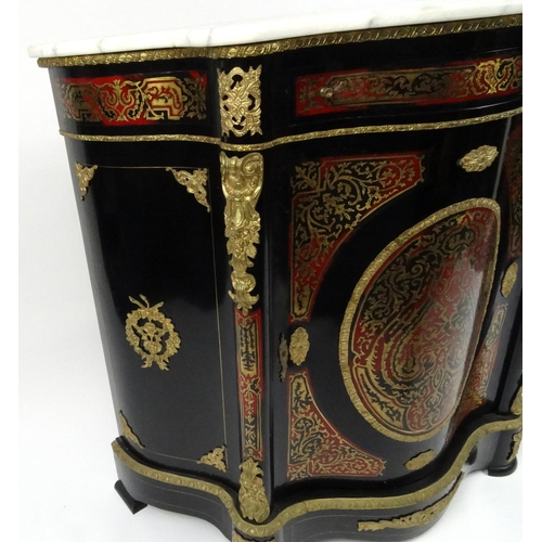 2010 - Boule style credenza with marbled top and gilt brass mounts, 105cm high x 113cm wide x 45cm deep