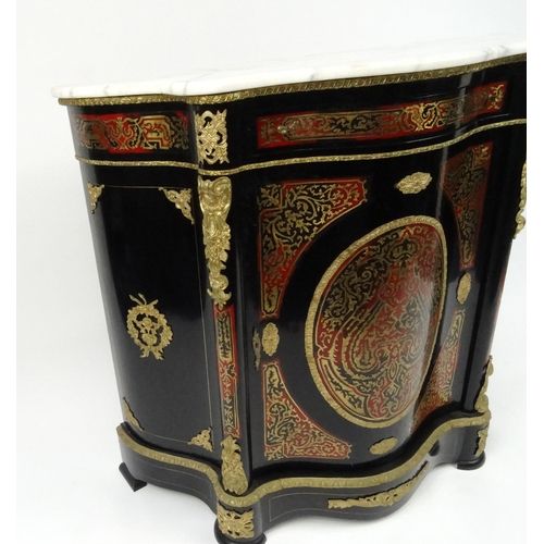 2010 - Boule style credenza with marbled top and gilt brass mounts, 105cm high x 113cm wide x 45cm deep