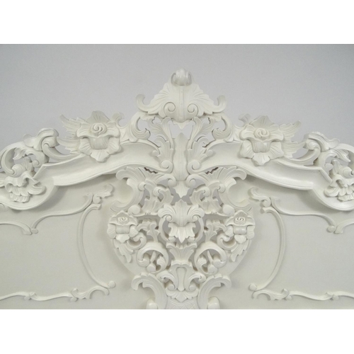 2045A - Cream ornately carved wooden headboard