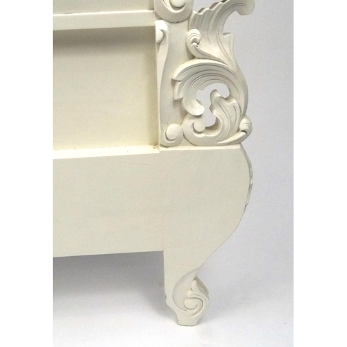 2045A - Cream ornately carved wooden headboard