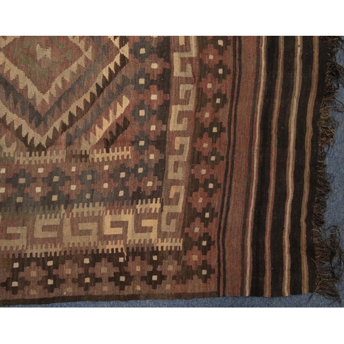 2041 - Afghan Mai Sama geometric patterned rug together with one other, the largest 260cm x 192cm