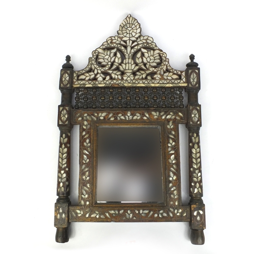2052 - Decorative Moroccan mirror inlaid with Mother of Pearl 71cm x 43cm