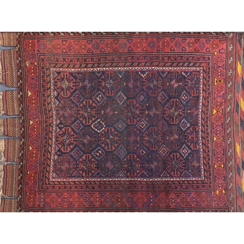 2013a - Rectangular Afghan Baluch rug, the central field and boarder decorated with a geometric pattern, 240... 