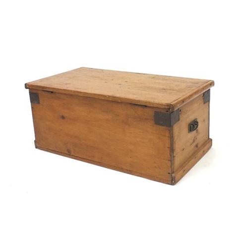 2053 - Victorian pine blanket box with hinged lid, 31cm high x 72cm wide x 38cm deep