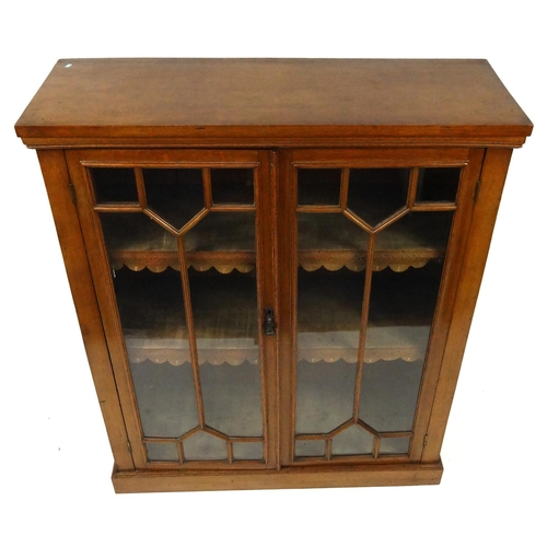 1 - Victorian oak glazed bookcase including two adjustable shelves, 104cm high x 87cm wide x 31cm deep