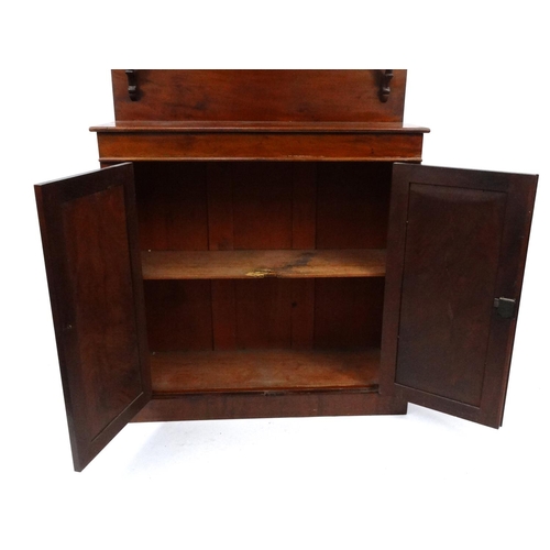 15 - Victorian chiffonier, the carved super structure with a shelf above a pair of cupboard doors, 153cm ... 