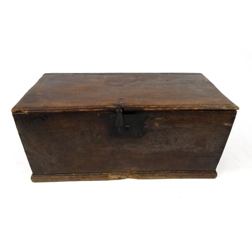 55 - Antique elm chest with candle tray, 34cm high x 82cm wide x 39cm deep
