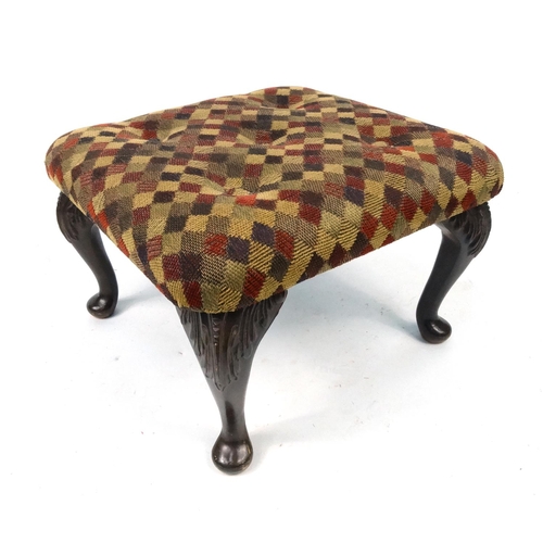 59 - Small foot stool with geometric upholstery