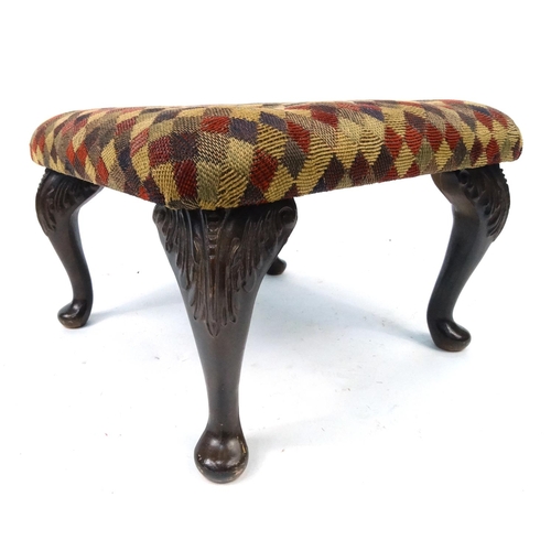 59 - Small foot stool with geometric upholstery