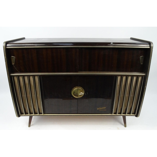29 - Vintage stereo radiogram with Garrard record deck and Blaupunkt radio, 114cm wide