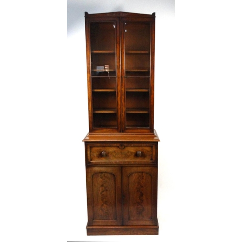 7 - Victorian mahogany secretaire bookcase, fitted a pair of glazed doors enclosing four adjustable shel... 