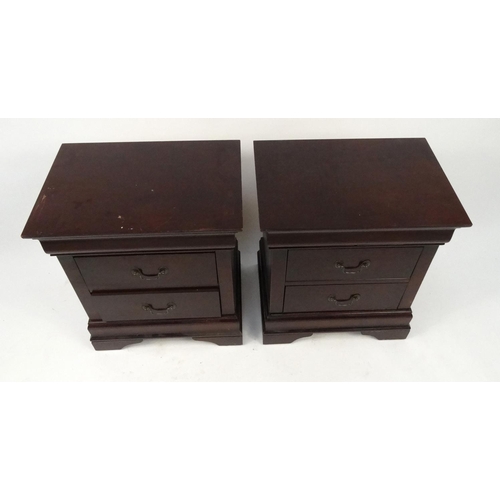 40 - Pair of mahogany two drawer bedside chests, 62cm high x 56cm wide x 41cm deep